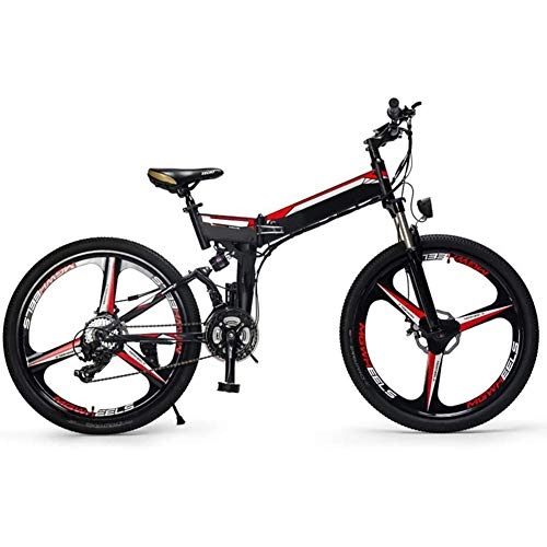 Folding Electric Mountain Bike : 26 Inch Electric Bike, Foldable E Bikes for Adults with 350W Motor 10.4Ah / 48V Li-Ion Battery Max Speed 35Km / H, Suitable for Sports Outdoor Cycling Travel Work Out And Commuting
