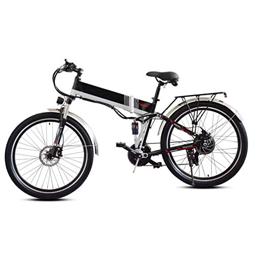 Folding Electric Mountain Bike : 26 Inch Electric Bike, withSeatLCDDisplayScreen Foldable E Bikes 48V 10.4Ah Rechargeable Lithium Battery, Motor 350W, for Adults Fitness City Commuting, black A, 48V 10.4Ah
