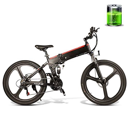Folding Electric Mountain Bike : 26 Inch Foldable Electric Bicycle 48V 10AH 350W Motor Mountain Electric Bicycle City Bicycle Male And Female Adult Off-Road Vehicle