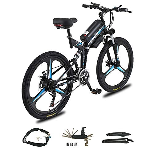 Folding Electric Mountain Bike : 26 Inch Foldable Electric Bike for Adults, Commuting Ebike with 36V 10AH Battery, 350W Motor Electric Mountain Bike, And Professional 21 Speed Gears