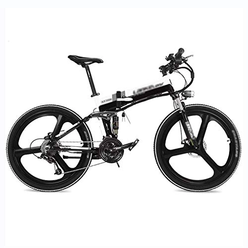 Folding Electric Mountain Bike : 26 inches Folding Electric Bicycle, Magnesium Alloy Rim, Hidden Lithium Battery, 27 Speed Mountain Bike, Full Suspension