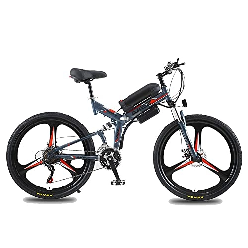 Folding Electric Mountain Bike : 26 Inchs Folding Electric Mountain Bike 36V 10AH 350W Motor Professional E-Bike for Adults Men with Premium Full Suspension and 21 Speed Gears Blue