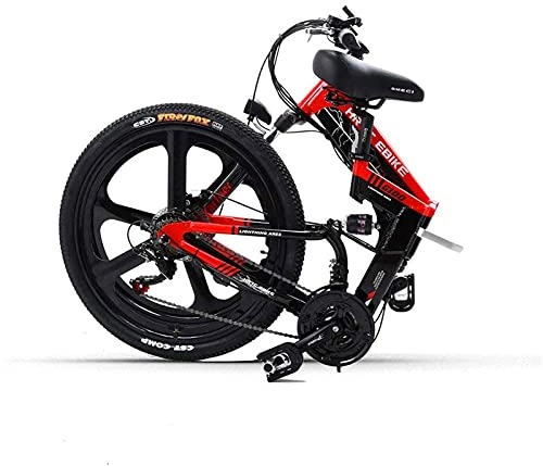 Folding Electric Mountain Bike : 26Inch Folding Electric Mountain Bicycle 48V 400W High Speed Ebike Removable Lithium Battery Travel Assisted Electric Bike (Color : Red)