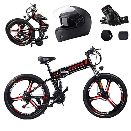Folding Electric Mountain Bike : 26inchfolding Electric Mountain bike, 48v 12ah Removable LithiumIon Battery, Ebike With 350w Motor and 7 Speed Gears, Beach Snow Bicycle, dual Disc Brakes, Urban Electric Bicycle for Adults, Black