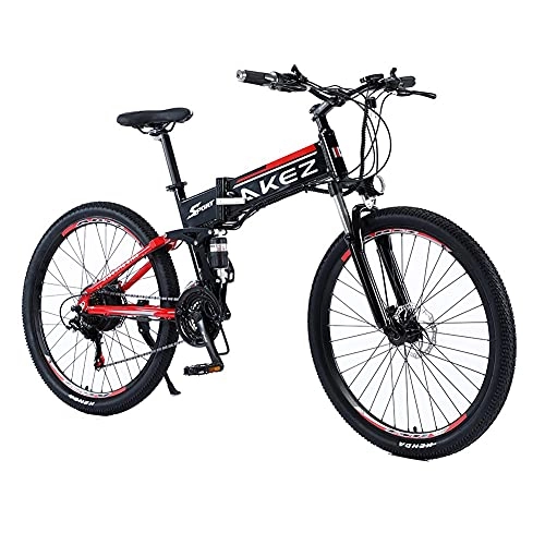 Folding Electric Mountain Bike : 27.5 Inchs Adults Electric Bike 48V 9AH Folding Electric Mountain / Snow Bikes 500W DC Motor E-Bike with Shimano 21 Speeds and 3 Working Modes Red