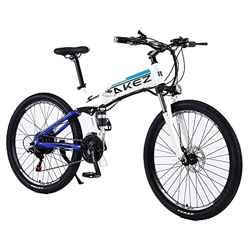 Folding Electric Mountain Bike : 27.5 Inchs Adults Electric Bike 48V 9AH Folding Electric Mountain / Snow Bikes 500W DC Motor E-Bike with Shimano 21 Speeds and 3 Working Modes White