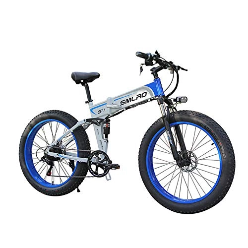 Folding Electric Mountain Bike : 350w 26 Inch fat tire Electric Bicycle, Adult Electric Bicycle, 36v Removablebattery and Professional 7 Speed, Aluminium Frame Suspensionfork Beach Snow Ebike Electric Mountain Bicycle, White, 8ah 30km