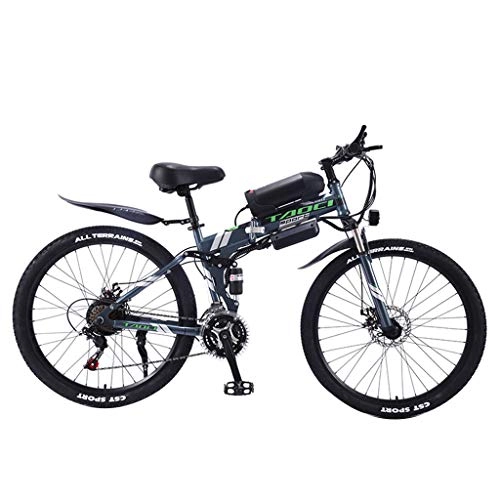 Folding Electric Mountain Bike : 350W Electric Bicycle, Adult Electric Mountain Bike, Foldable, 26" Portable Electric Bicycle, Detachable 36W / 8AH Lithium Ion Battery, Professional 21 / 27 Speed Gear (Spoke Wheel / Integrated Wheel)