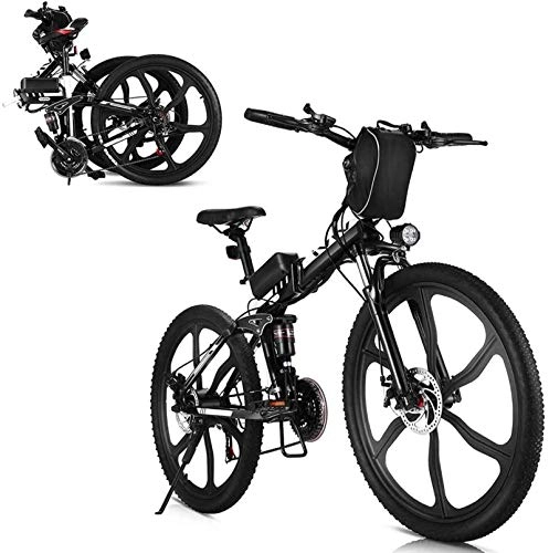 Folding Electric Mountain Bike : 350W Electric Bikes 26 Inch Folding Electric Mountain Bicycle 48V 10Ah Removable Lithium Battery 21 Speed City Ebike Cruiser Commuter Bicycle