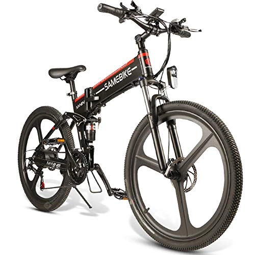 Folding Electric Mountain Bike : 350W Mountain Electric Bicycle for Adult, Folding Alloy Frame, 26 inch Urban Electric Bikes, 48V 10.4Ah Lithium Battery, 21-Speed Gear