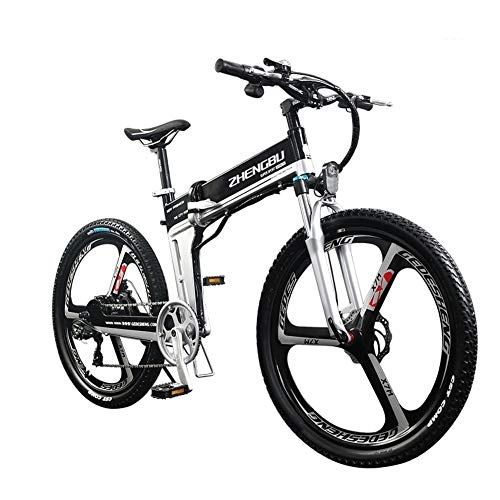 Folding Electric Mountain Bike : 400W Men's Foldable Electric Mountain Bike, Folding Mountain Bikes Equipped with Removable Lithium Battery and Smart Meters EBS Brake System Lightweight (Color : Black)