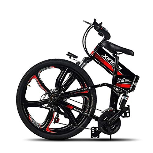 Folding Electric Mountain Bike : A WARM HOME Folding Electric Bike - Lightweight Foldable 21-Speed Mountain eBike For Commuting Leisure - 26 Inch Wheels, Rear Suspension, Assist Unisex Bicycle, 350W / 48V
