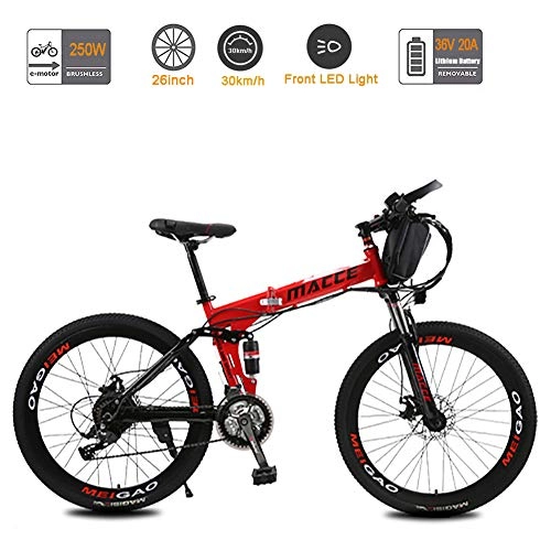 Folding Electric Mountain Bike : Acptxvh 26Inch Folding Electric Bike, Carbon Foldable E-Bike with Removable Large Capacity 36V 20Ah Lithium-Ion Battery City E-Bike, Lightweight Bicycle for Teens And Adults, Banner wheel, 20A