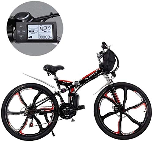 Folding Electric Mountain Bike : Adult-bcycles BMX Electric Mountain Bikes, 24 / 26 Inch 21 Speed Removable Lithium Battery Mountain Electric Folding Bicycle With Hanging Bag Three Riding Modes ( Color : 12ah / 576Wh , Size : 24 inch )