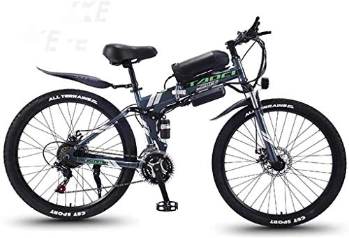 Folding Electric Mountain Bike : Adult Electric Bike, Smart Mountain Ebike, 26" Mountain Bike for Adult, All Terrain 21-speed Bicycles, 36V 30KM Pure Battery Mileage Detachable Lithium Ion Battery,