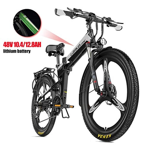 Folding Electric Mountain Bike : Adult Electric Mountain Bike 400W Ebike Electric Bicycle City Adults E-bike 10.4Ah Battery 21 Speed Gears With Lithium-Ion Battery City Commute Mountain E-Bike ( Color : Gray , Size : 48V / 12.8AH )