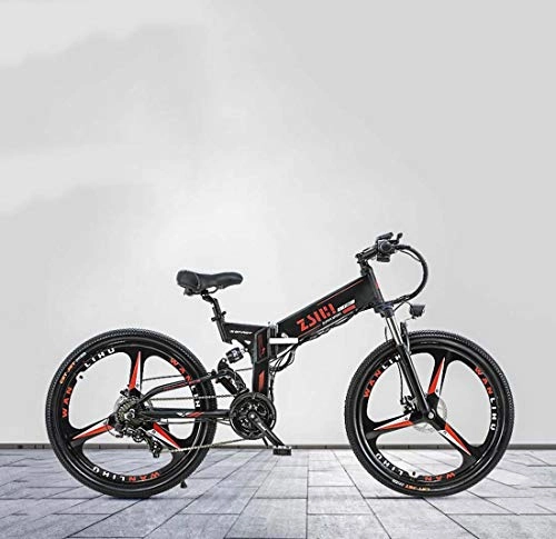 Folding Electric Mountain Bike : Adult Electric Mountain Bike, 48V Lithium Battery, Aluminum Alloy Foldable Multi-Link Suspension, With GPS and Oil Disc Brake, A