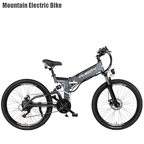 Folding Electric Mountain Bike : Adult Foldable Mountain Electric Bike, 48V 10AH Lithium Battery, 480W Aluminum Alloy Electric Bikes, 21 speed Off-Road Electric Bicycle, 26 Inch Wheels