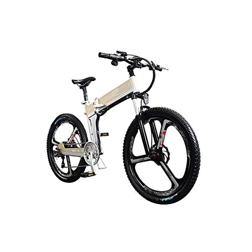 Folding Electric Mountain Bike : Adults Electric Bike, with 400W Motor 26'' Folding Mountain E-bike Hidden Removable Lithium Battery Dual Disc Brakes City Electric Bike Unisex, Gold