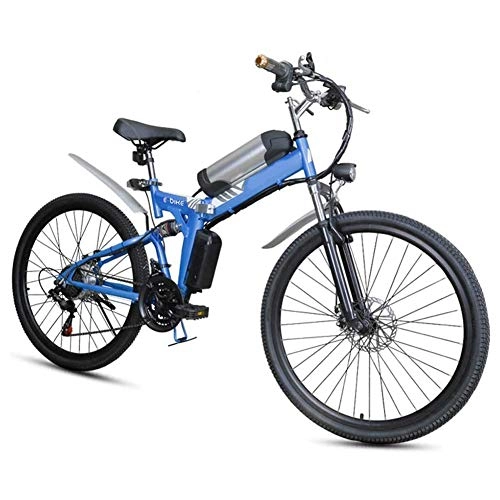 Folding Electric Mountain Bike : AGWa Folding Electric Bicycle, Electric Mountain Bike, Foldable with Adjustable Seat Aluminum Alloy Frame Smart LCD Meter 27 Speed(48V10Ah) for Adult