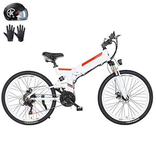 Folding Electric Mountain Bike : Amantiy Electric Bike, Foldable Adult Mountain Electric Bike, 48V 12.8AH Lithium Battery, 480W Aluminum Alloy Bicycle, 21 speed, 24 / 26 Inch Aluminum alloy spoke wheel Removable battery