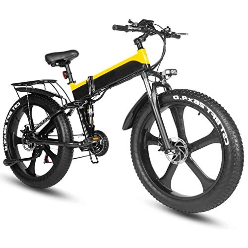 Folding Electric Mountain Bike : Amantiy Electric Mountain Bike, 26 inch 1000W Fat Tire Ebike, 48V 10.4ah Electric Mountain Bike Folding Integrated Tire E-Bike City Mountain Snow Bicycle Booster Electric Powerful Bicycle