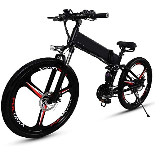 Folding Electric Mountain Bike : Amantiy Electric Mountain Bike, Electric Mountain Bike, 26 inches Folding E-Bike Integrated Wheel and 21 Speed Gear Electric Powerful Bicycle (Color : Black, Size : 1500W)