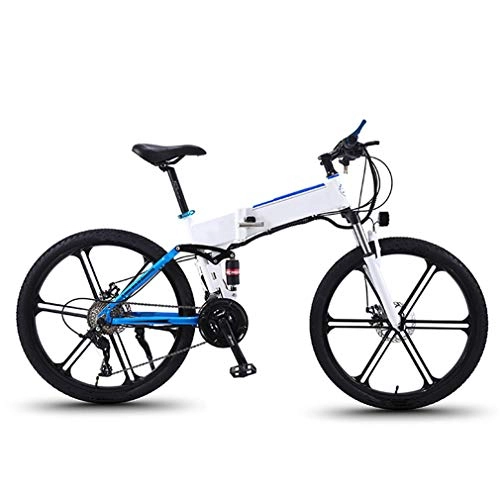 Folding Electric Mountain Bike : AMGJ 26 Inch Electric Bike Folding Electric Bike, with LED Headlights and 3 Modes 350WMotor 36V 8AH Li-ion Battery for Sports Outdoor Cycling Travel Commuting, White