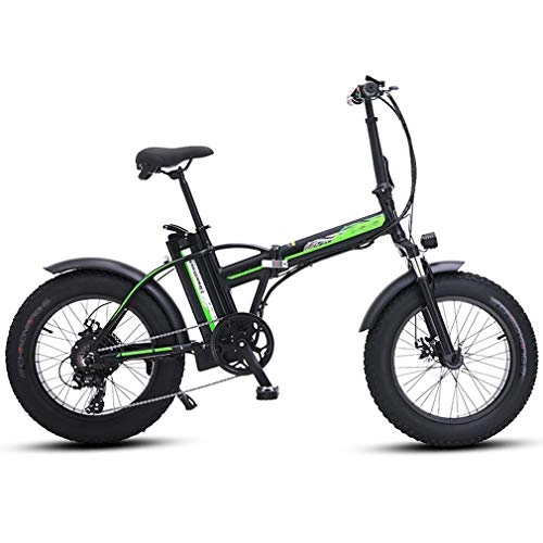 Folding Electric Mountain Bike : AMGJ Electric Mountain Bike, 20 Inch Folding Electric Bike, 4.0 Wide Tires Pneumatic Tires 36V 15AH Removable Charging Lithium Battery 500W Brushless Motor Max Speed 40KM / H, Black, 48V15AH