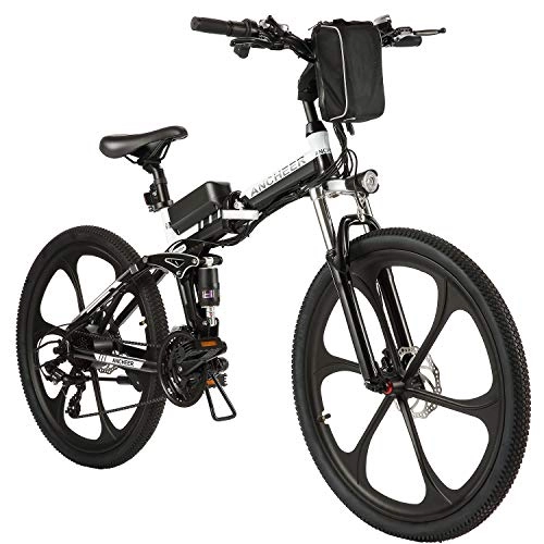 Folding Electric Mountain Bike : ANCHEER 26" Electric Bike for Adults, Electric Bicycle / Commute Ebike with 250W Motor, 36V 8Ah Battery, Professional 7 / 21 Speed Transmission Gears
