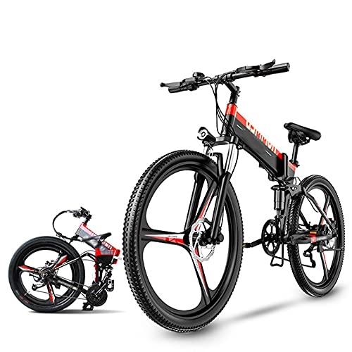 Folding Electric Mountain Bike : AORISSE Electric Bike 27 Speed 400W Motor E-Bike Four-Link Triple Suspension System City Commute Ebike 26" Adults Electric Mountain Bicycle 48V Removable Lithium Battery