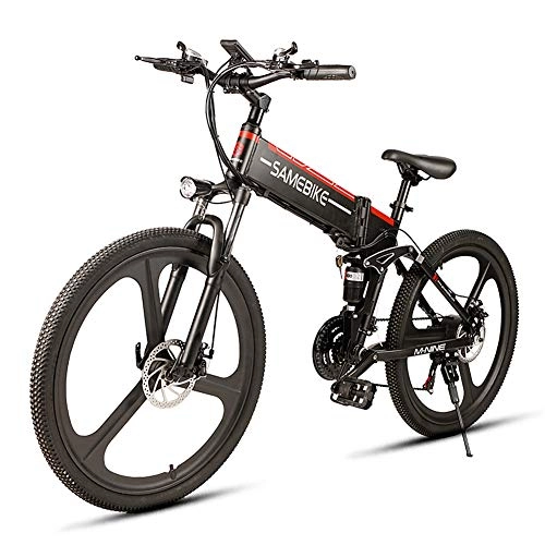 Folding Electric Mountain Bike : AUZZO HOME Foldable Electric Bike for Adults with 350W motor 10.4Ah / 48V Li-ion battery Max speed 35km / h for Sports Outdoor Cycling Travel Work Out And Commuting