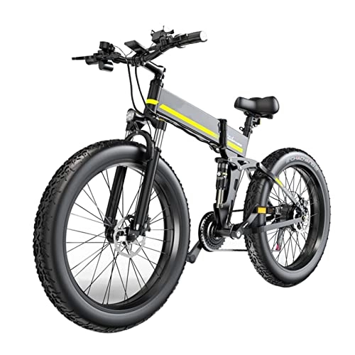 Folding Electric Mountain Bike : AWJ Foldable Electric Bike 1000W 48V Electric Bicycle 26 Inch 4.0 Fat Tire with 12.8A Battery Electric Mountain Bike