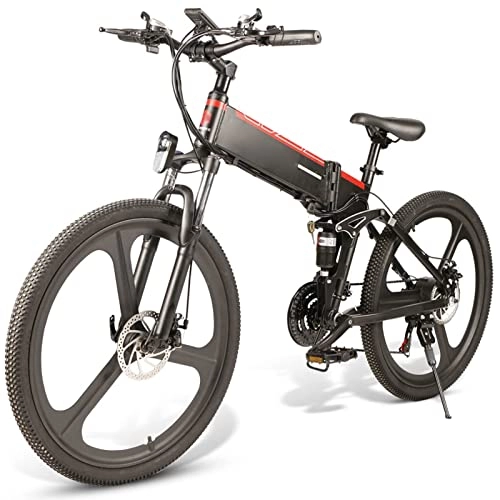Folding Electric Mountain Bike : AWJ Folding Electric Bike 26inch Electric Mountain Bike Foldable Commuter E-Bike, Electric Bicycle with 500W Motor |48V / 10.4Ah Lithium Battery | Aluminum Frame | 21-Speed Gears