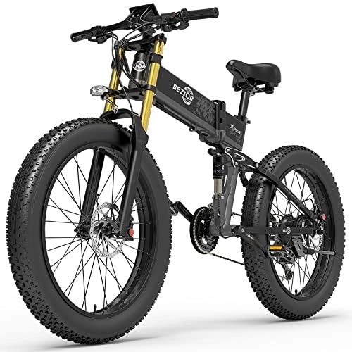 Folding Electric Mountain Bike : Bezior X PLUS Fat Tire Electric Bike 26" Electric Mountain Bike Folding Electric Bike for Adults