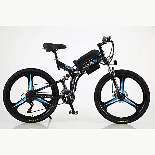 Folding Electric Mountain Bike : BWJL 26-inch 21-speed long-endurance electric folding bicycle, lithium-bike bicycles to assist mountain bikes, 36V 350W 13Ah Removable Lithium-Ion Battery Mountain Ebike for Men's, black, 10AH