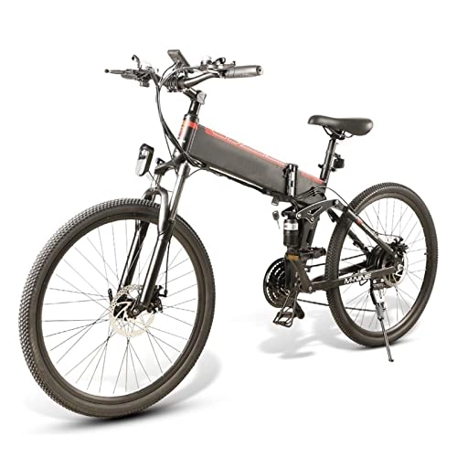 Folding Electric Mountain Bike : bzguld Electric bike Electric Bike for Adults 500W Folding Bike 10.4Ah / 48V Lithium Battery 20MPH 26 inch Fat Tire Electric Bike for Snow Mountain Bikes 7 Speed Shifter Ebikes (Color : A)