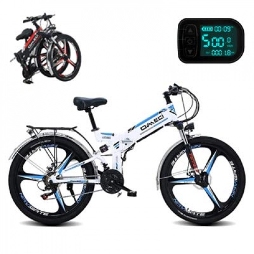 Folding Electric Mountain Bike : canoy Electric Mountain Bike Fat Tire 24inch Folding Ebike 21 Speeds Sports MTB Full Suspension Moped Bicycle White