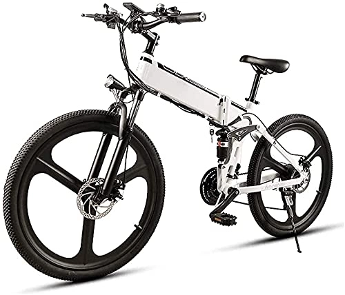 Folding Electric Mountain Bike : CASTOR Electric Bike 26 in Electric Bike for Adults 350W Folding Mountain EBike with 48V10AH Removable LithiumIon Battery, Aluminum Alloy Double Suspension Bicycle Maximum Speed 35Km / H