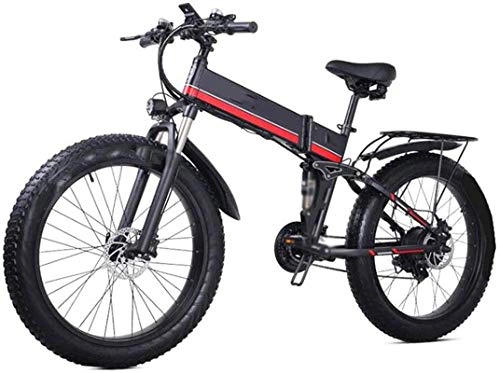 Folding Electric Mountain Bike : CASTOR Electric Bike 26 in Folding Electric Bikes 1000W 48V / 12.8Ah Mountain Bike, Snowmobile Headlights LED Display Outdoor Cycling Travel Work Out