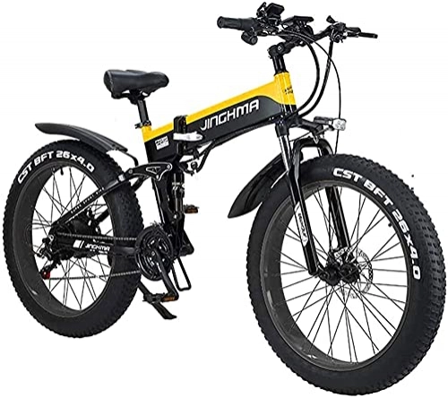 Folding Electric Mountain Bike : CASTOR Electric Bike Electric Mountain Bike 26" Folding Electric Bike 48V 500W 12.8AH Hidden Battery Design with LCD Display Suitable 21 Speed Gear and Three Working Modes