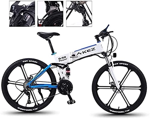 Folding Electric Mountain Bike : CASTOR Electric Bike Electric Mountain Bike 350W 26'' Electric Folding MTB Dual Suspension Bicycle with Super Magnesium Alloy Integrated Wheel, 27 Speed Gear And Three Working Modes