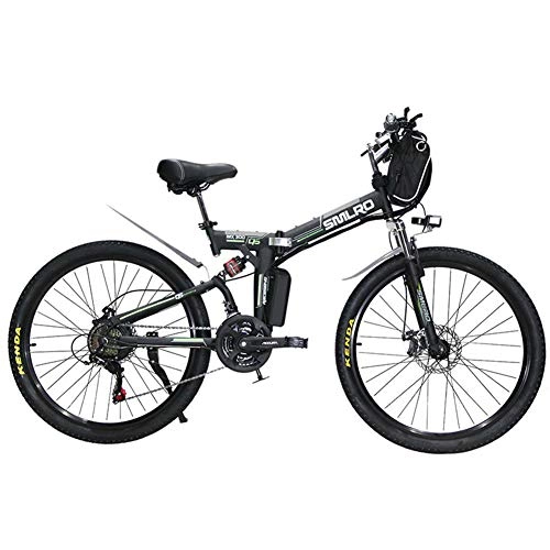 Folding Electric Mountain Bike : CBPE 350W 24 Inch Electric Bicycle Mountain Beach Snow Bike for Adults, Aluminum Electric Scooter 7 Speed Gear E-Bike with Removable 48V8A Lithium Battery, Black