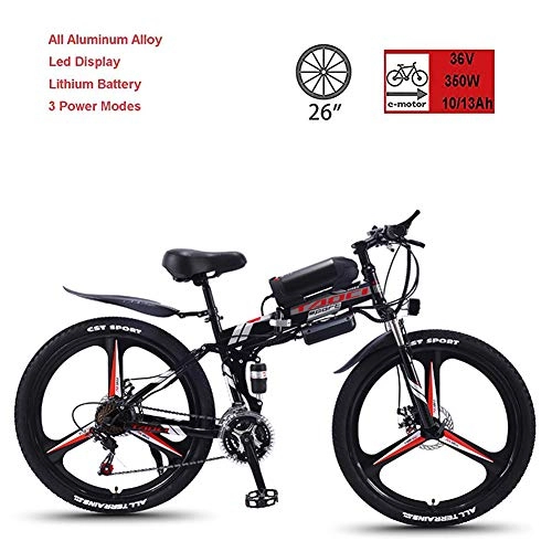 Folding Electric Mountain Bike : CHJ Electric Bicycle, 26-Inch 21-Speed Mountain Folding Bicycle, Lithium Battery 36V350W-8AH, 13AH Super Endurance 50-90KM, Used for Adult Men and Women Travel Off-Road, 13AH