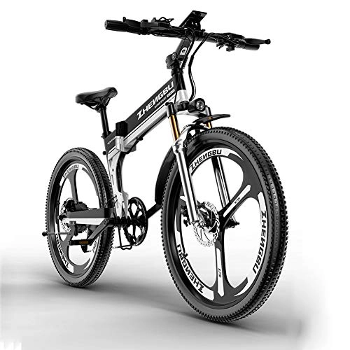 Folding Electric Mountain Bike : CHJ Electric bicycle, electric folding mountain bike 48V400W motor, 12AH lithium battery endurance 90km, male and female off-road all-terrain vehicles