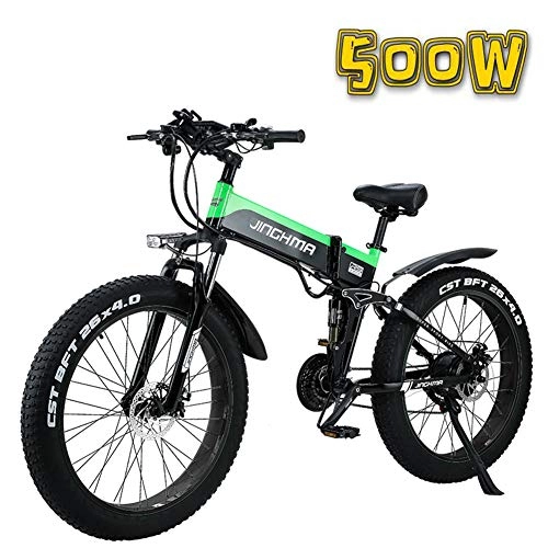 Folding Electric Mountain Bike : CHJ Electric Mountain Bike 26-Inch Foldable Fat Tire Electric Bicycle, 48V500W Snow Bike / 4.0 Fat Tire, 13AH Lithium Battery, Soft Tail Bicycle for Men and Women