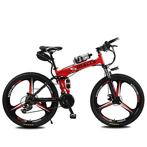 Folding Electric Mountain Bike : CJCJ-LOVE Electric Bikes Folding Mountain Bike, 26Inch 36V / 8Ah Adult E-Bike with Removable Lithium-Ion Battery, 3 Cycling Riding Modes 2 Battery Modes, Red, Bag battery
