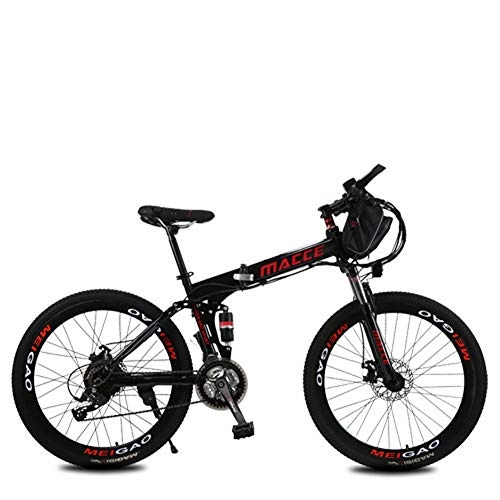 Folding Electric Mountain Bike : CJCJ-LOVE Foldable Electric Mountain Bike, 26 Inches 36V / 12Ah E-Bike 3 Cycling Bicycle Modes Endurance 40-50KM with Removable Pouch Lithium Ion Battery, Black