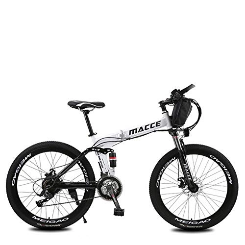 Folding Electric Mountain Bike : CJCJ-LOVE Foldable Electric Mountain Bike, 26 Inches 36V / 12Ah E-Bike 3 Cycling Bicycle Modes Endurance 40-50KM with Removable Pouch Lithium Ion Battery, White