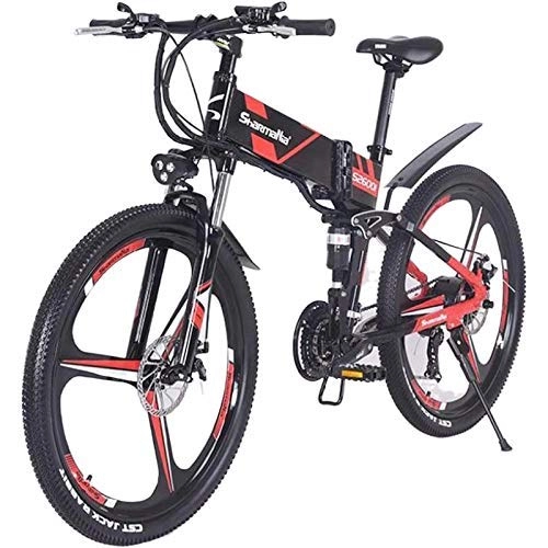 Folding Electric Mountain Bike : CJH 500W / 350Wbicycle, Bike, Electric Bicycle, 12.8Ah Ebike Folding MTB Bicycle 21Speeds Two Batteries, Suitable for City, Mountain, Snow, Beach, Steep Slope(Black500W), Black350W